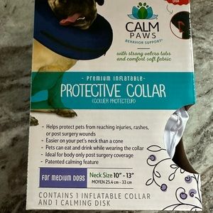 Calm Paws Inflatable Protective Collar Medium Dogs Neck size 10"-13"